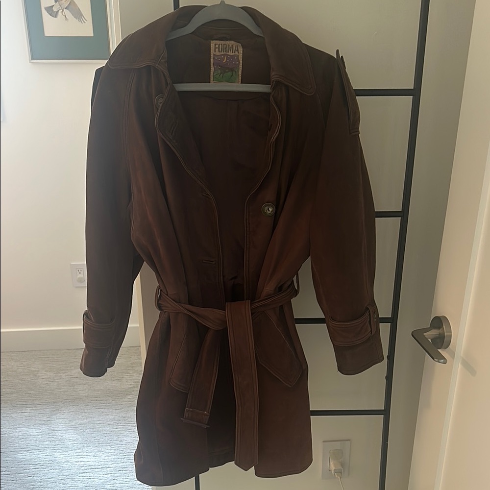 Brown Leather Trench Coat
